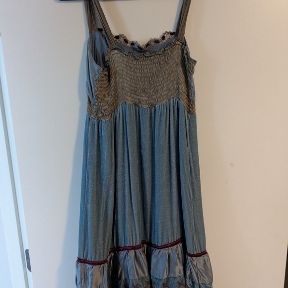 Hale Bob Blue And Brown Silk and Velvet Dress - Picture 4 of 5